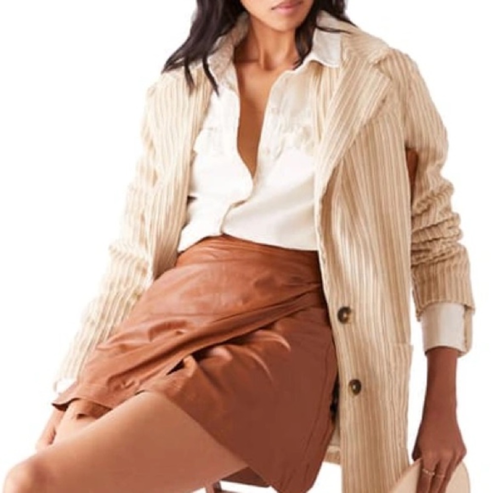 Free People Everly Corduroy Oversized Long Blazer Jacket Small